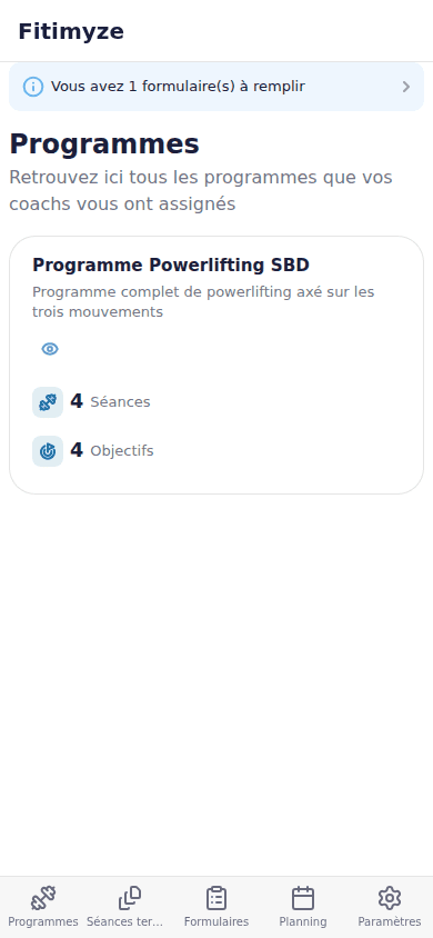 Liste des programmes assignés